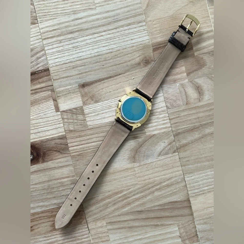 Lassale Super Rare Watch Hardy-Roma Leather Strap Gold-Tone Case, Dial, Hands